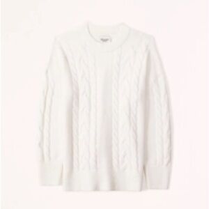 Oversized Fluffy Cable Crew Sweater